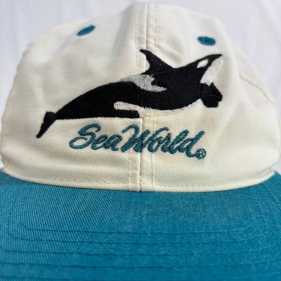 Vintage Seaworld Embroidered Orca Whale Snapback Hat Shamu Retro - Picture 2 of 9